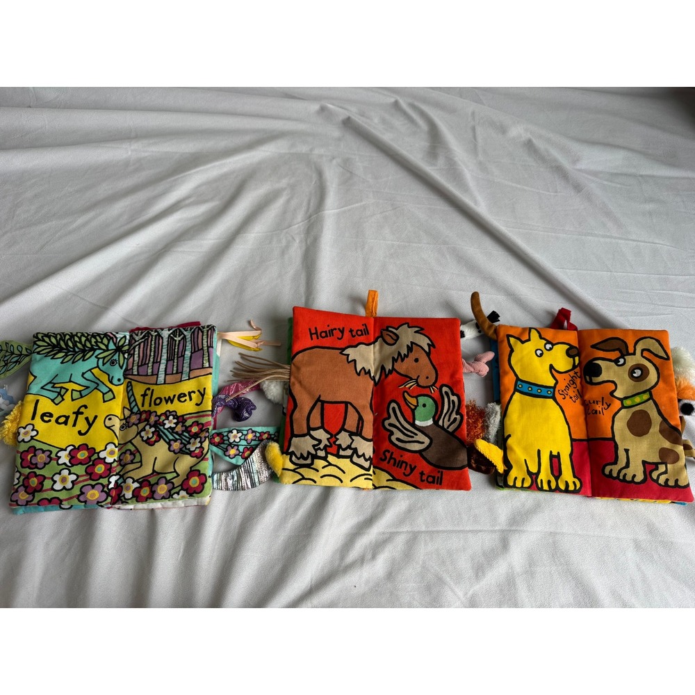 Jellycat Soft Activity Book Bundle Unicorn Farm Puppy Tails Sensory Cloth Toys - Picture 3 of 6